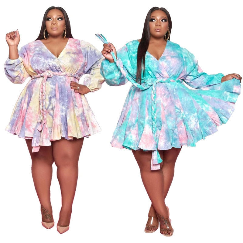 Colourful Summer Casual Mini Dress - Voluptuous Inc 