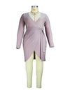 Glittery Bodycon Wrap Midi Dress Plus Size - Voluptuous Inc 