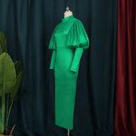 High Neck Puff Sleeve Elegant Maxi Dresses - Voluptuous Inc 