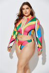 Zipper Tankini Scarf/cover-up 3 Piece Beach Set Swimsuit - Voluptuous Inc 
