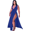 CM.YAYA Women Long Dress Solid Sleeveless V-Neck Loose Splited Maxi Dresses Sexy Fashion Vestidos Streetwear Summer Outfits 2021 - Voluptuous Inc 