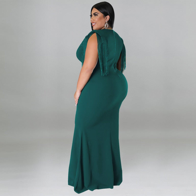 Tassel Evening Maxi Dress Plus Size - Voluptuous Inc 
