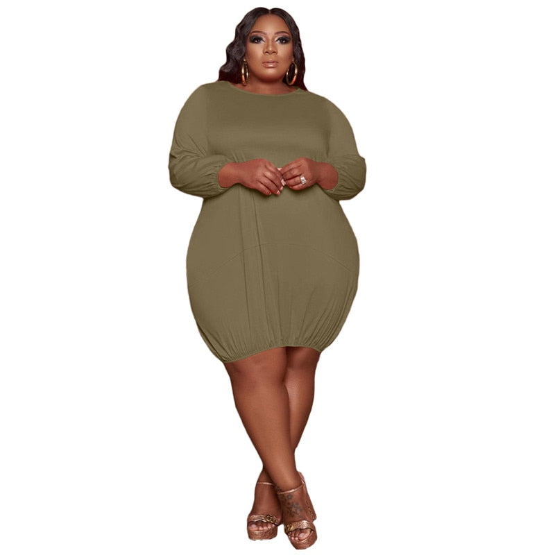 New Style Plus Size Dresses for Women 5xl Party Dress Solid Soft Fabric Stretch Midi Dress Fall Clothes Wholesale Dropshipping - Voluptuous Inc 