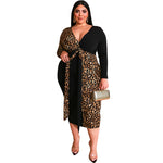 Leopard Contrast Pencil Bodycon Dress Lace - Voluptuous Inc 