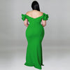 Ruffle Butterfly Sleeve Fashion Evening Maxi Dress Plus Size - Voluptuous Inc 